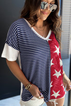 Load image into Gallery viewer, Stripes Stars Print Knit Short Sleeves Top