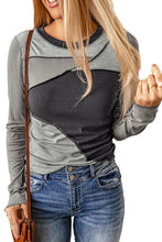 Load image into Gallery viewer, Gray Expose Seam Color Block Ribbed Knit Top