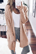 Load image into Gallery viewer, Smoke Gray Ribbed Trim Puff Sleeve Open Cardigan