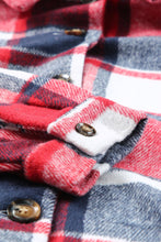 Load image into Gallery viewer, Red Hooded Plaid Button Front Shacket