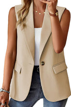Load image into Gallery viewer, Single Button Pocketed Lapel Vest Blazer