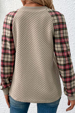 Load image into Gallery viewer, Plaid Raglan Sleeve Sweatshirt