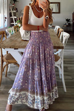 Load image into Gallery viewer, Floral Print Shirred High Waist Maxi Skirt
