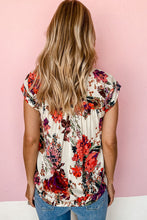 Load image into Gallery viewer, Floral Short Sleeve Round Neck Blouse