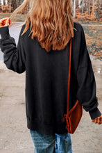 Load image into Gallery viewer, Black Hey Boo Print Drop Sleeve Side Split Oversized Sweatshirt