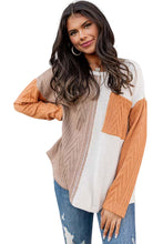 Load image into Gallery viewer, Long Sleeve Colorblock Chest Pocket Textured Knit Top