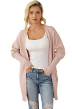 Load image into Gallery viewer, Smoke Gray Ribbed Trim Puff Sleeve Open Cardigan