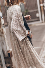 Load image into Gallery viewer, Apricot Sequin 3/4 Sleeve Open Front Duster Kimono