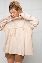 Load image into Gallery viewer, Beige Frill Exposed Seam Cowl Neck Oversized Sweatshirt