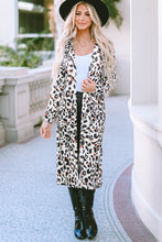 Load image into Gallery viewer, Leopard Pocketed Open Front Duster Cardigan
