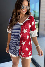 Load image into Gallery viewer, Stripes Stars Print Knit Short Sleeves Top