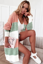 Load image into Gallery viewer, Green Colorblock Stripe Open-Front Cardigan