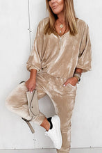 Load image into Gallery viewer, Parchment Velvet Zipped Top and Joggers Two Piece Set