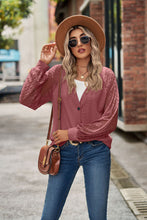 Load image into Gallery viewer, Waffled Knit Lace Long Sleeve Buttoned Cardigan