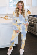 Load image into Gallery viewer, Multicolor Tie Dye Henley Top and Drawstring Pants Outfit