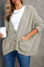 Load image into Gallery viewer, Gray Buttons Front Pocketed Sweater Cardigan