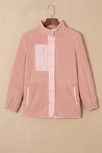 Load image into Gallery viewer, Pink Sherpa Contrast Trim Zipped Pocket Jacket
