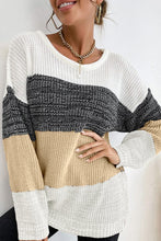 Load image into Gallery viewer, Multicolour Color Block Drop Shoulder Knit Sweater