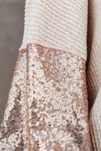 Load image into Gallery viewer, Apricot Sequin Patchwork Sleeve Open Back Waffle Knit Top