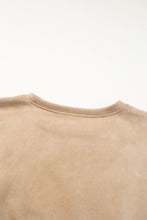 Load image into Gallery viewer, Khaki Piping Trim Long Sleeve Terry Shorts Set