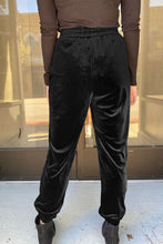 Load image into Gallery viewer, Black Solid Velvet Jogger Pants
