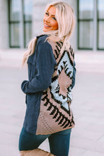 Load image into Gallery viewer, Blue Corduroy Cinched Aztec Back Jacket