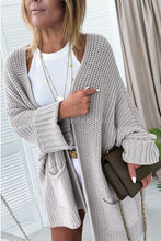 Load image into Gallery viewer, Gray Oversized Fold Over Sleeve Sweater Cardigan