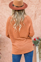 Load image into Gallery viewer, Apricot Leopard Splicing Exposed Seam Waffle Knit Top