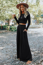 Load image into Gallery viewer, Solid Color Ribbed Crop Top Long Pants Set