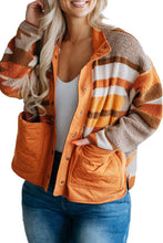 Load image into Gallery viewer, Chestnut Plus Size Quilted Patch Pockets Aztec Furry Jacket
