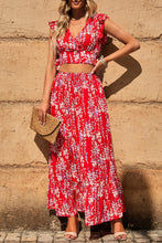 Load image into Gallery viewer, Multicolor Floral Ruffled Crop Top and Maxi Skirt Set