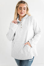 Load image into Gallery viewer, Plus Size Kangaroo Pocket Henley Button Hoodie