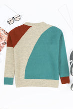 Load image into Gallery viewer, Multicolor Colorblock Ribbed Trim Round Neck Sweater