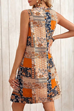 Load image into Gallery viewer, Orange Retro Floral Patchwork Print Sleeveless Mini Dress