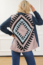 Load image into Gallery viewer, Blue Corduroy Cinched Aztec Back Jacket