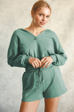 Load image into Gallery viewer, Blue French Terry Hoodie Romper