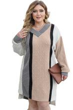 Load image into Gallery viewer, Apricot Mixed Boucl Color Block Plus Size Sweater Dress