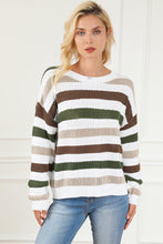 Load image into Gallery viewer, Stripe Crochet Hollow out Knit Sweater