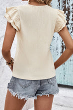 Load image into Gallery viewer, Crinkle Textured V Neck Flutter Sleeve Top