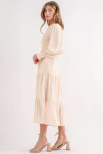 Load image into Gallery viewer, Smocked Bubble Sleeve Ruffle Tiered Midi Dress
