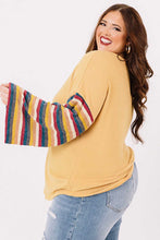 Load image into Gallery viewer, Yellow Serape Striped Bell Sleeve Plus Size Top