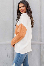 Load image into Gallery viewer, Long Sleeve Colorblock Chest Pocket Textured Knit Top