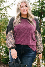 Load image into Gallery viewer, Multicolor Leopard Colorblock Long Sleeve Plus Size Top