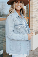 Load image into Gallery viewer, Flap Pocket Buttoned Raw Hem Denim Jacket