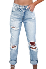 Load image into Gallery viewer, Sky Blue Light Wash Frayed Slim Fit High Waist Jeans
