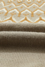 Load image into Gallery viewer, Gray Geometric Pattern Ribbed Round Neck Sweater