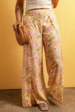 Load image into Gallery viewer, Yellow Floral Print High Slit Wide Leg Pants