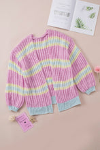 Load image into Gallery viewer, Contrast Striped Open Front Cable Cardigan