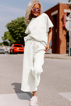 Load image into Gallery viewer, Bright White Textured Loose Fit T Shirt and Drawstring Pants Set