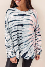 Load image into Gallery viewer, Sky Blue Tie-Dye Crewneck Long Sleeve Shift Pullover